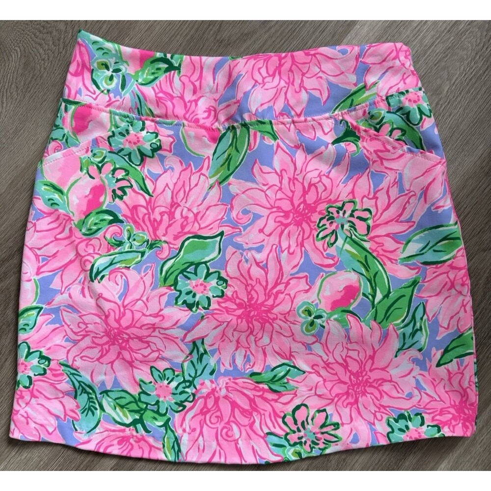 Lilly Pulitzer Luxletic UPF 50 Skort Try Your Zest Pink Blossom Skirt Sz 8 Golf